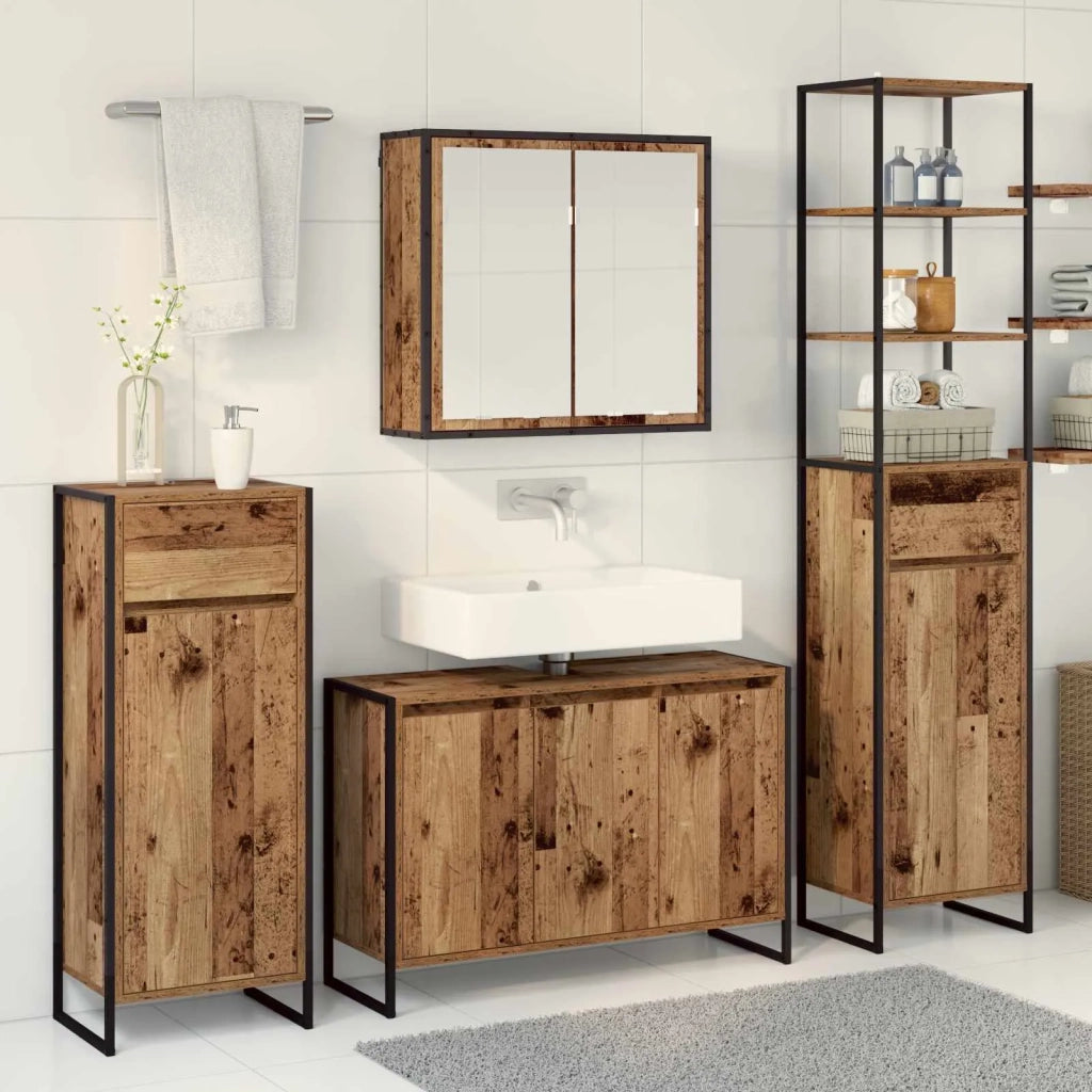 Set di mobili per il bagno Legno vecchio Legno multistrato