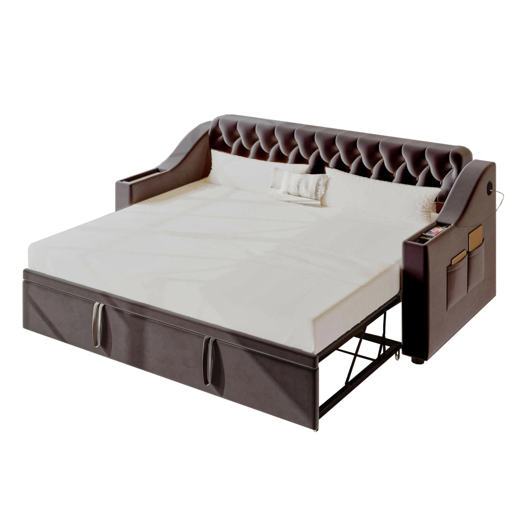 Letto divano poltrona in velluto grigio scuro 90x190 cm