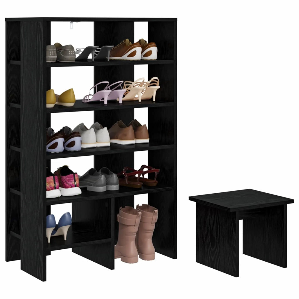 Mobile per scarpe 2 pcs Rovere Nero Legno multistrato 8000381