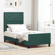 Letto a molle con testiera Verde Scuro 100 x 200 cm Velluto