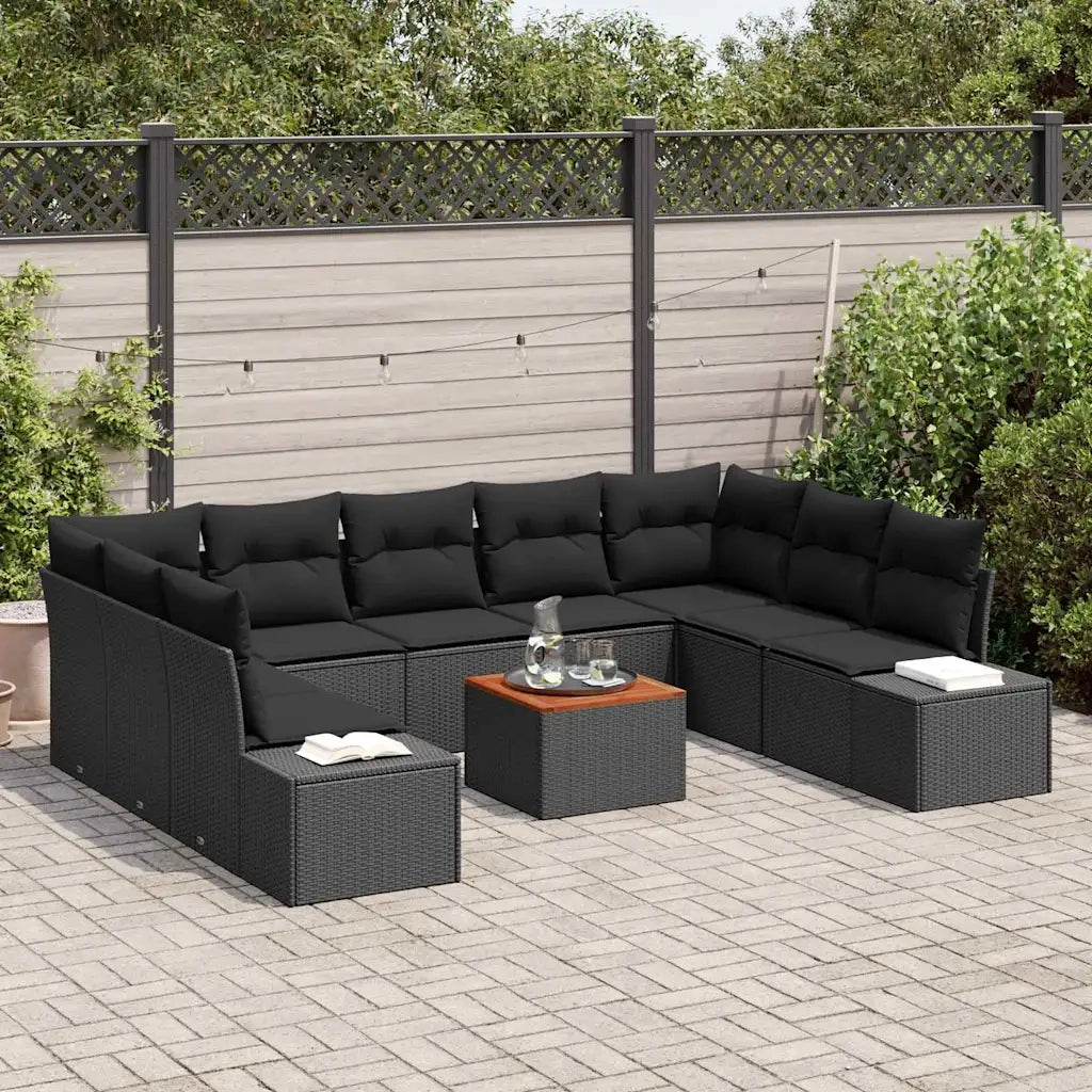 Set Divano da Giardino con archiviazione 10 pcs Nero 3356672