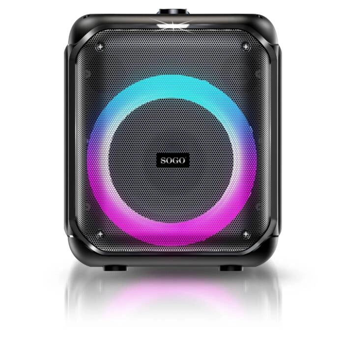 Cassa Bluetooth portatile da 8 pollici con tweeter, 300W PMPO, karaoke, luci LED RGB e radio FM - SOGO