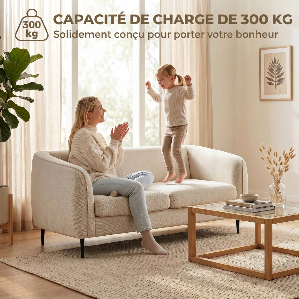 Divano 2 posti in velluto ¨C Minimal ¨C beige, imbottito, 160 cm