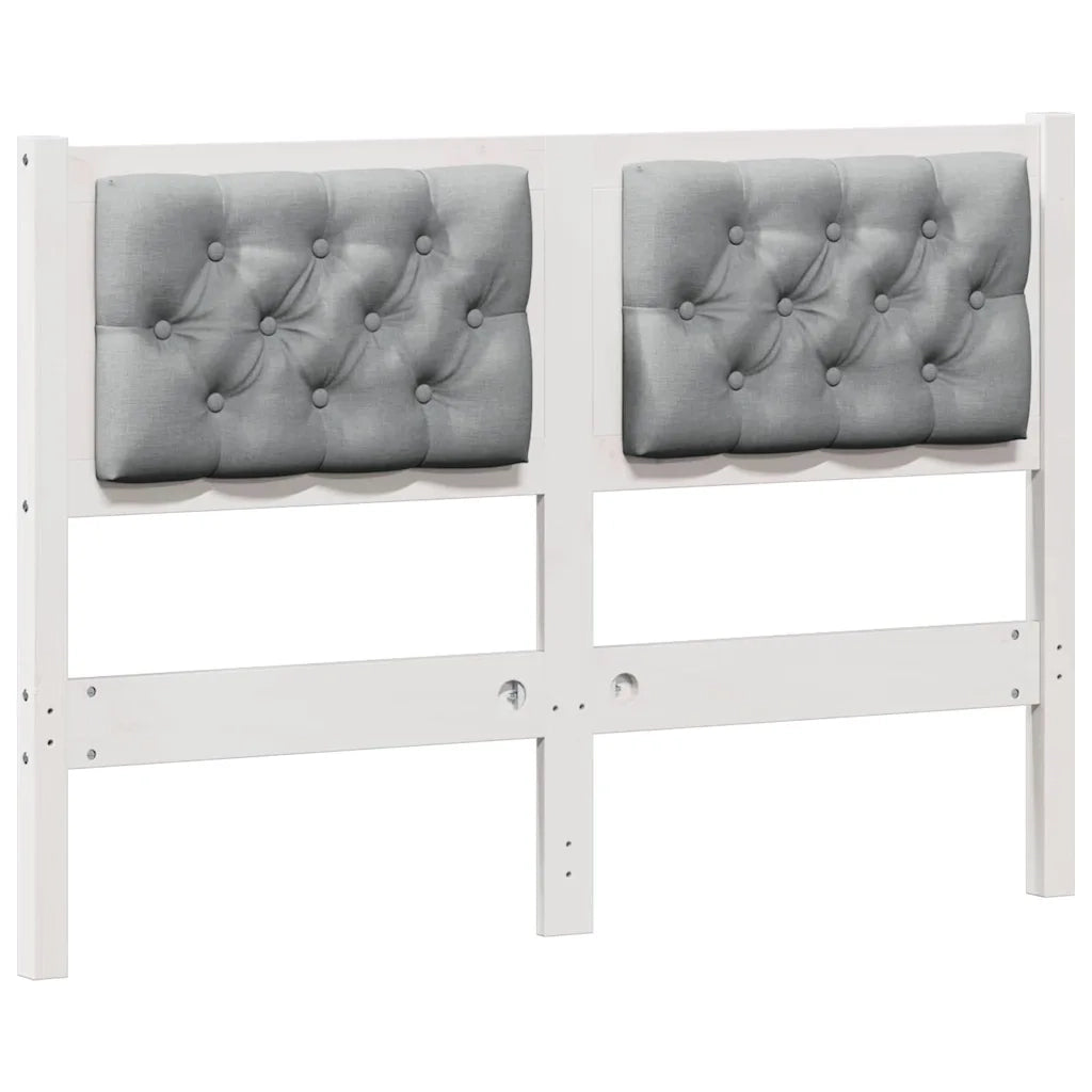 Testiera-Testiera con Cuscini Bianco e grigio chiaro 135 cm Legno di pino massello