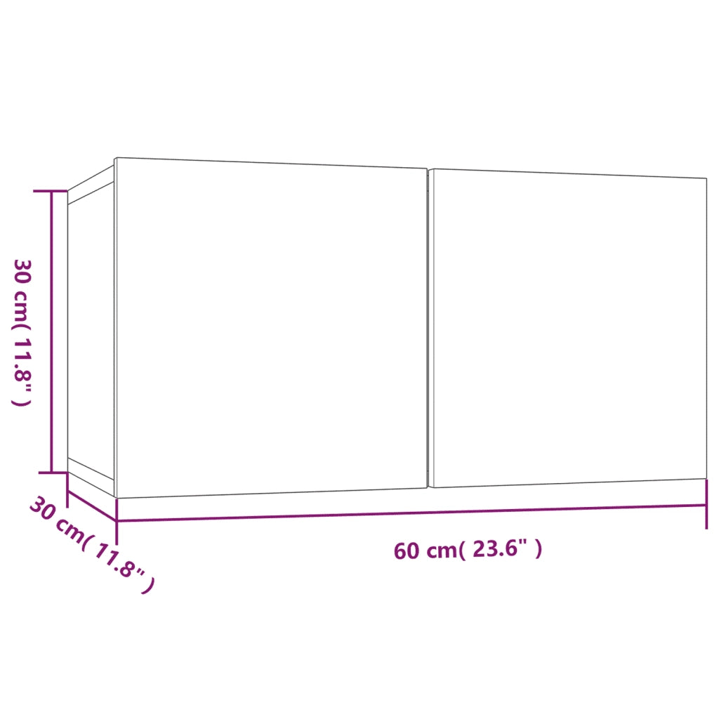 Mobili TV Parete 4pz Grigio Sonoma 60x30x30cm Legno Multistrato 3120204