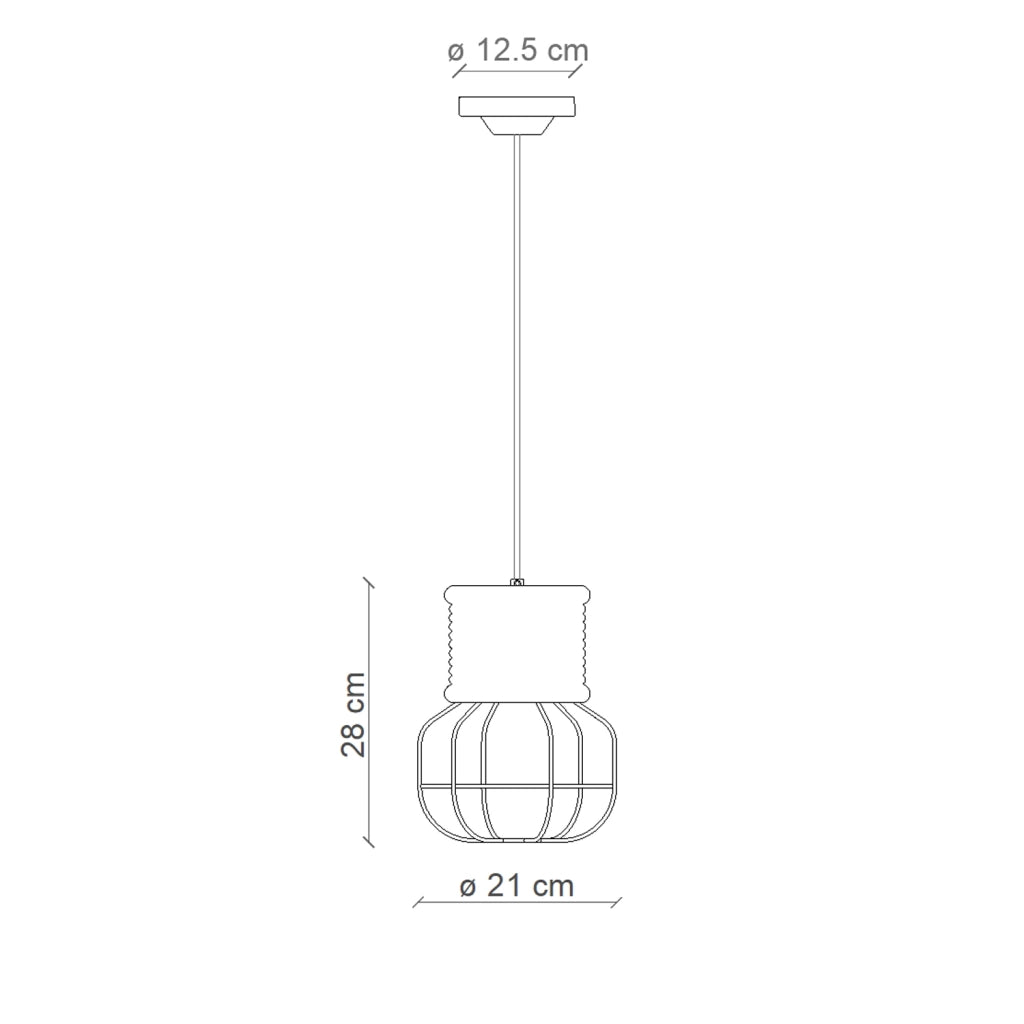 Lampadario Industrial Ferro E Ceramica Con Rete Vintage Arancio 1 Luce E27