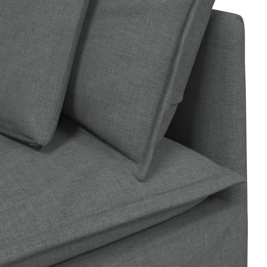 Divano Modulare con Cuscini in Tessuto Grigio Scuro 3321148
