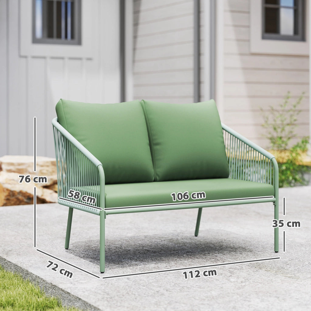 Divano da giardino 2 posti ¨C Minimal ¨C polyrattan, cuscini, verde, 112x72x76cm