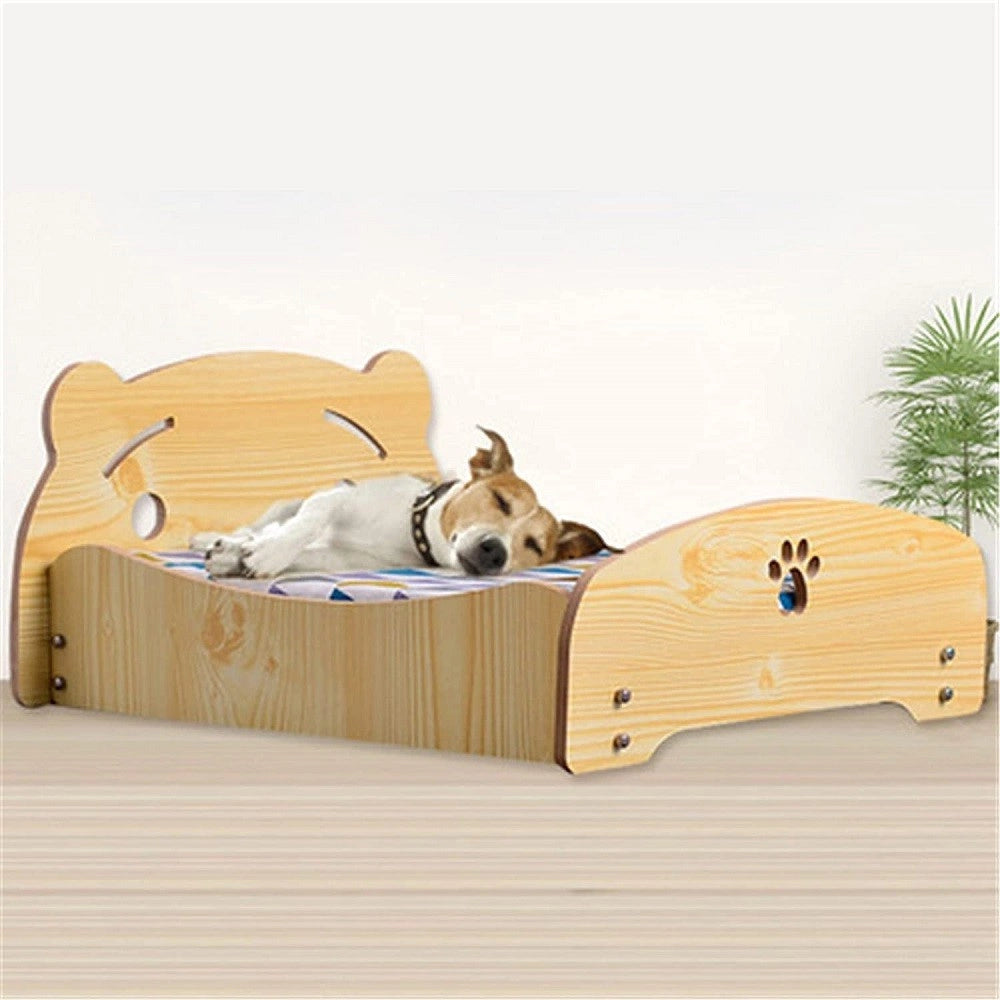 Trade Shop - Letto Cuscino Per Cani Gatti Animali Domestici Durevole In Legno 68 X 55 X 23 Cm -
