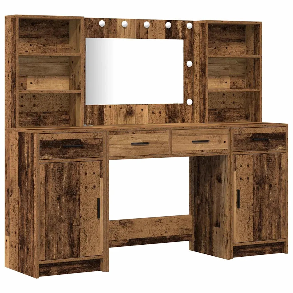 Set da tavolo da trucco con LED con porta 3 pcs Legno vecchio 3334288