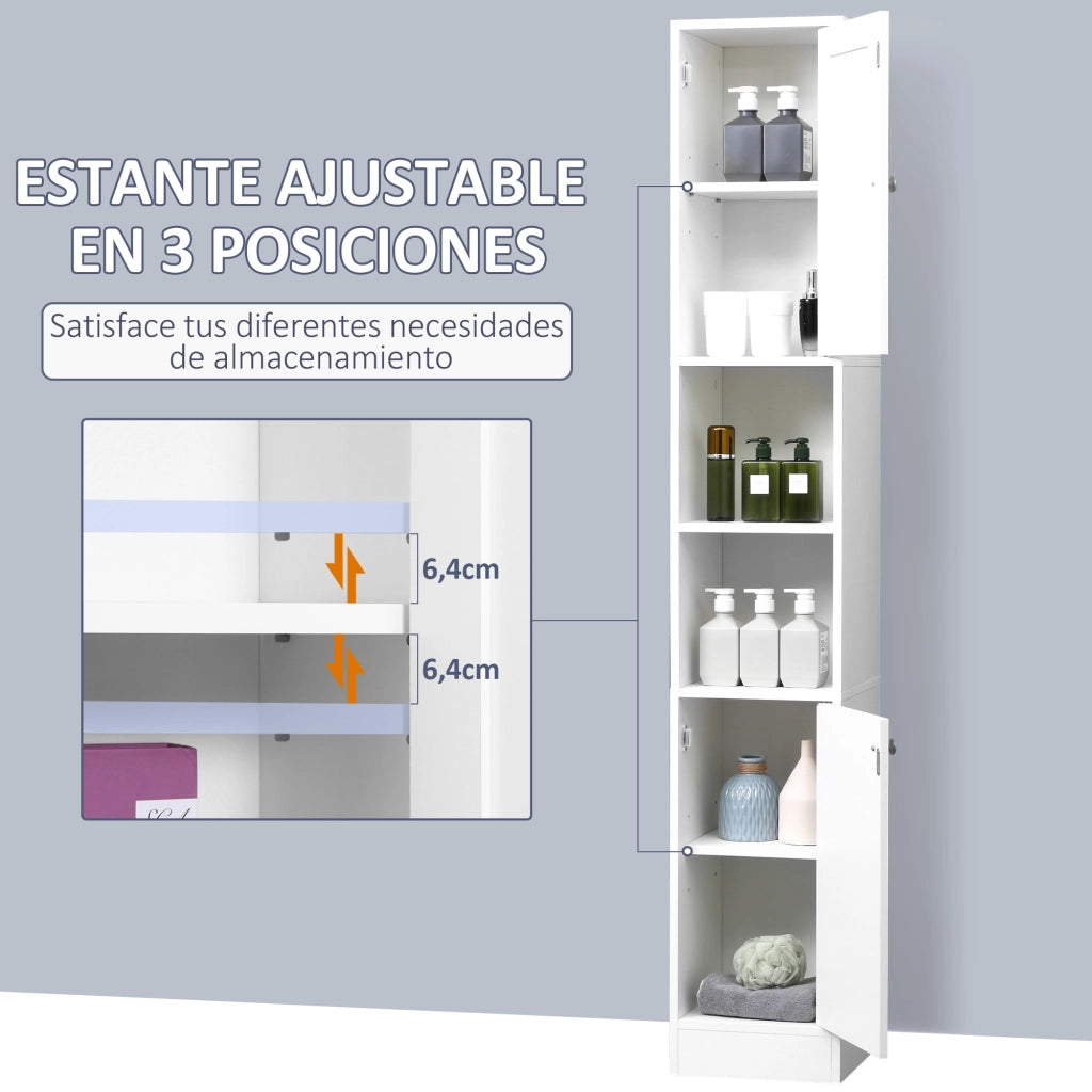 Colonna Bagno con Specchio e Ripiani ¨C Minimal ¨C Bianco 30x28x180 cm