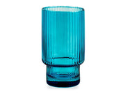 Bicchieri Bliss blue in vetro rigato 45cl, confezione 6 pezzi 