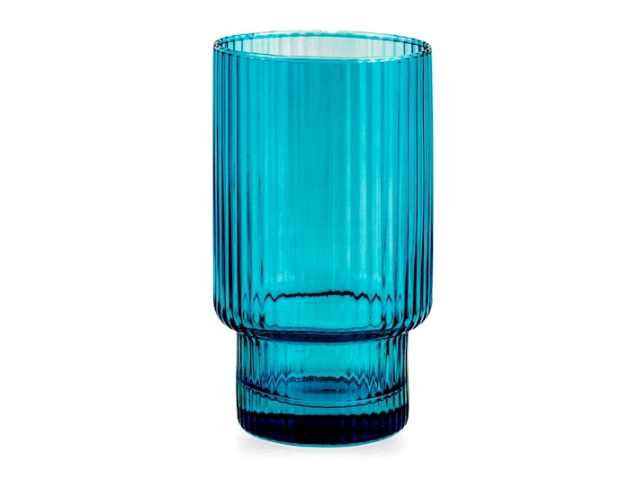 Bicchieri Bliss blue in vetro rigato 45cl, confezione 6 pezzi 