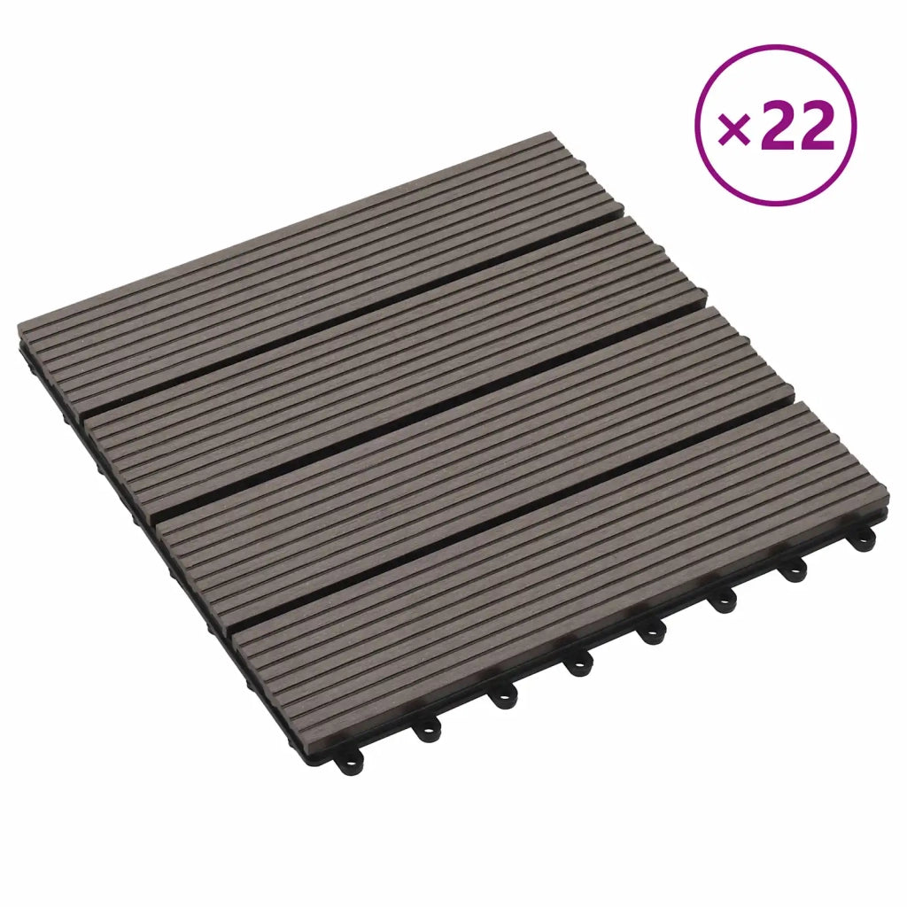 Piastrella per Decking 22 pcs Marrone Scuro 30 x 30 cm WPC 3444833
