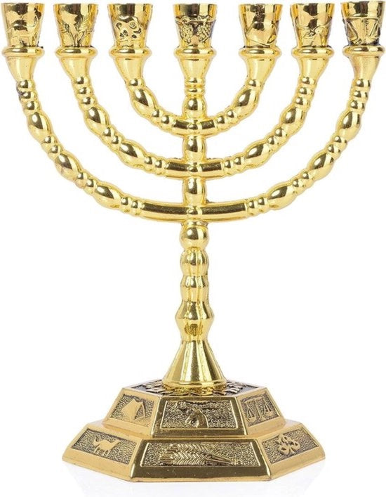 Menorah a 7 bracci in oro - altezza 203 cm