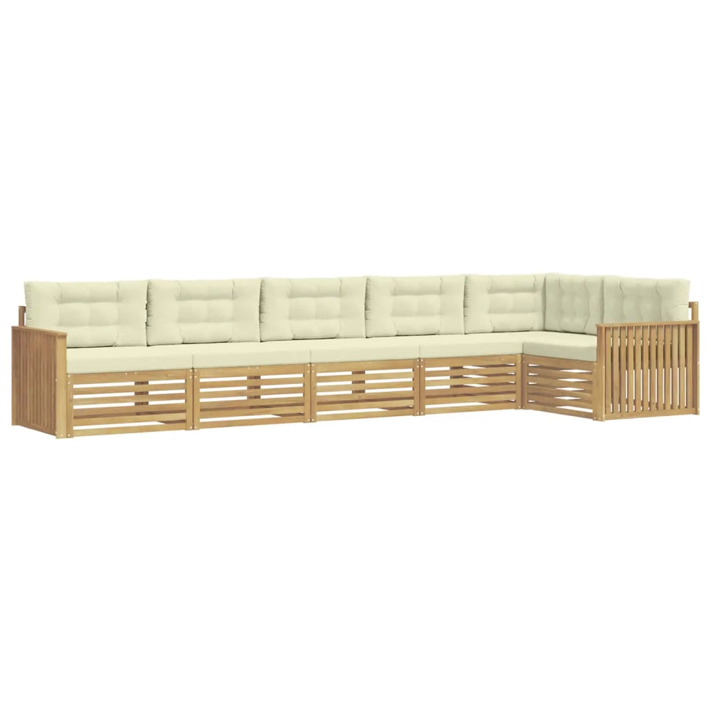 Set di divani da esterno 6 pz Bianco e Crema Poliestere 3390560