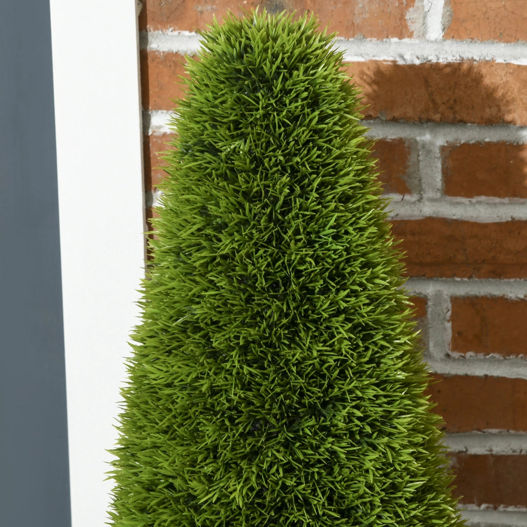 Set 2 Piante Finte Cipresso con Vasi ¨C zephmum ¨C Verde Bianco PE Plastica ?12x16 cm