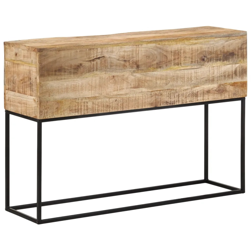 Tavolo Consolle 110x30x75cm Legno Massello Mango Grezzo e Ferro 376066
