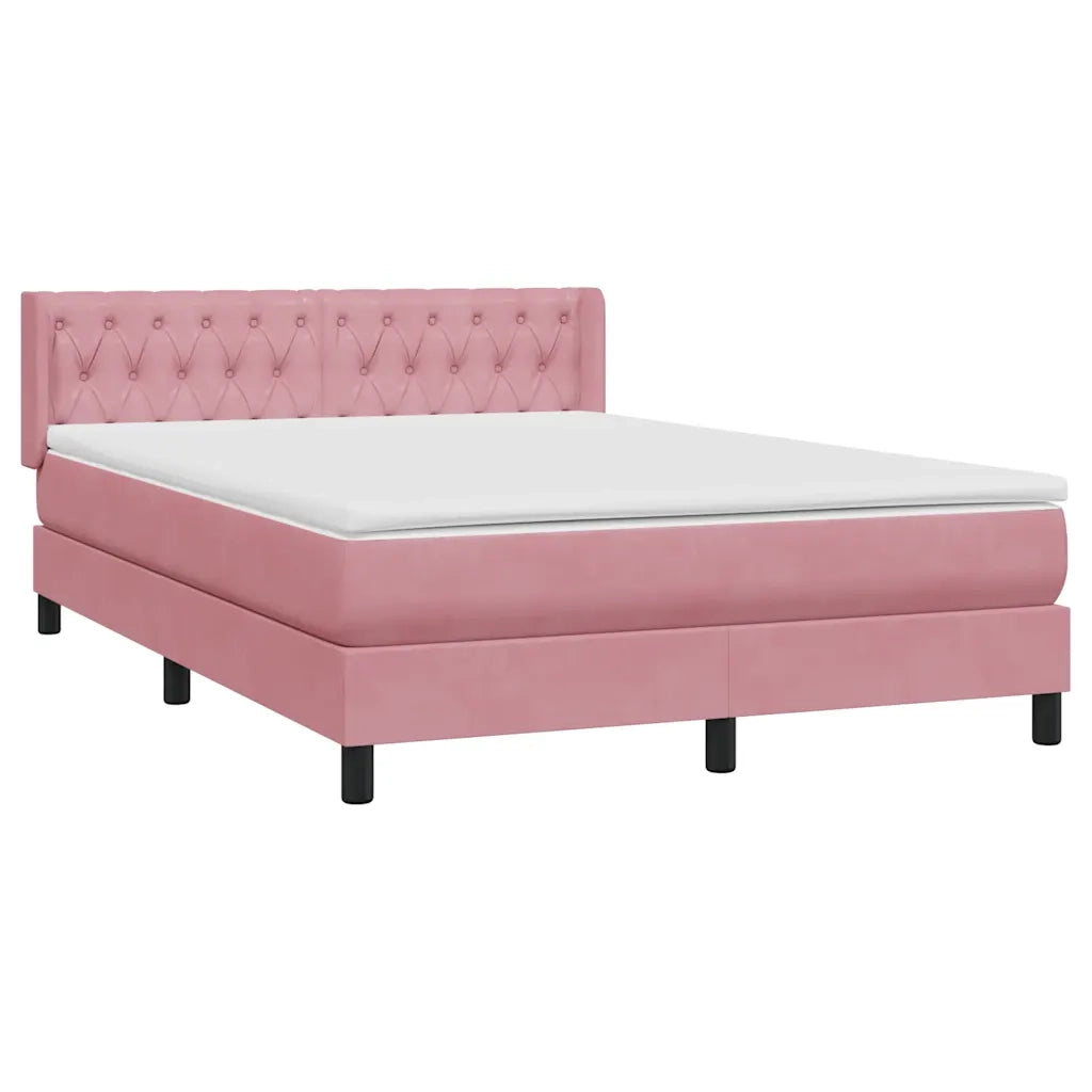 Giroletto a Molle con Materasso Rosa 140x220 cm in Velluto 3318410