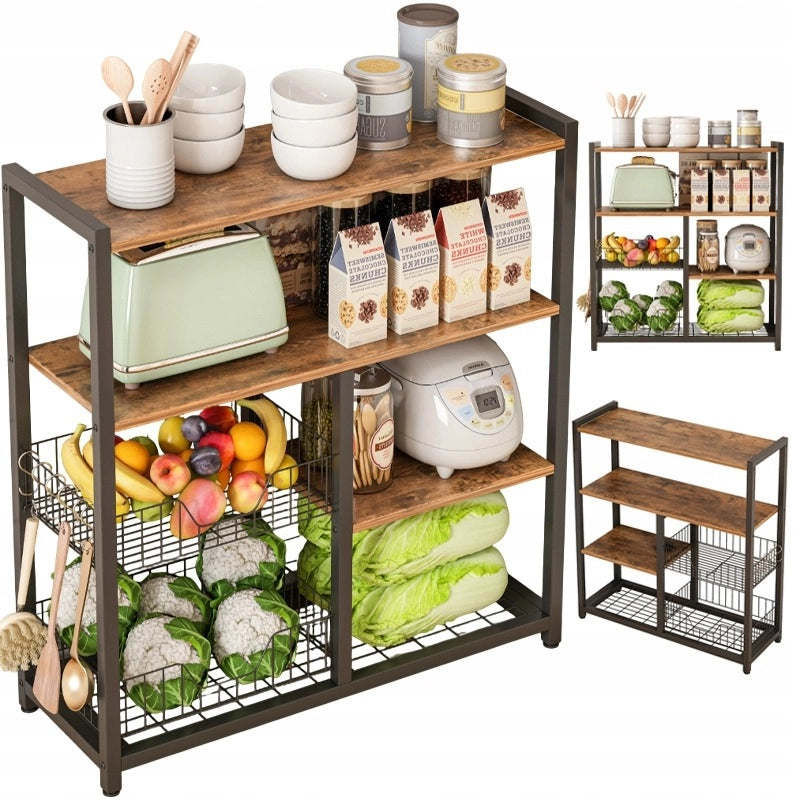 Mobile da cucina marrone da 80x35x95 cm, compatto e funzionale.