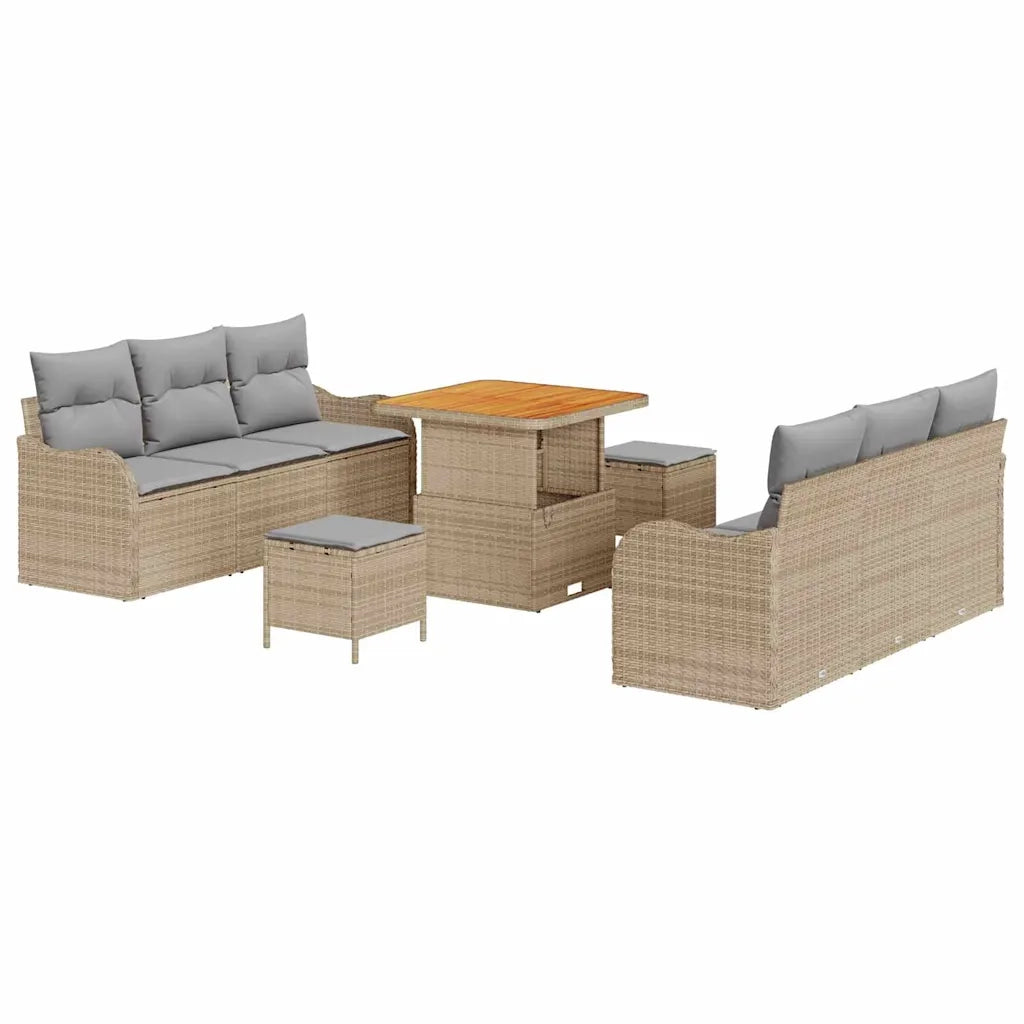 Set Divano da Giardino con cuscino 9 pcs Beige e Grigio Chiaro 3364167