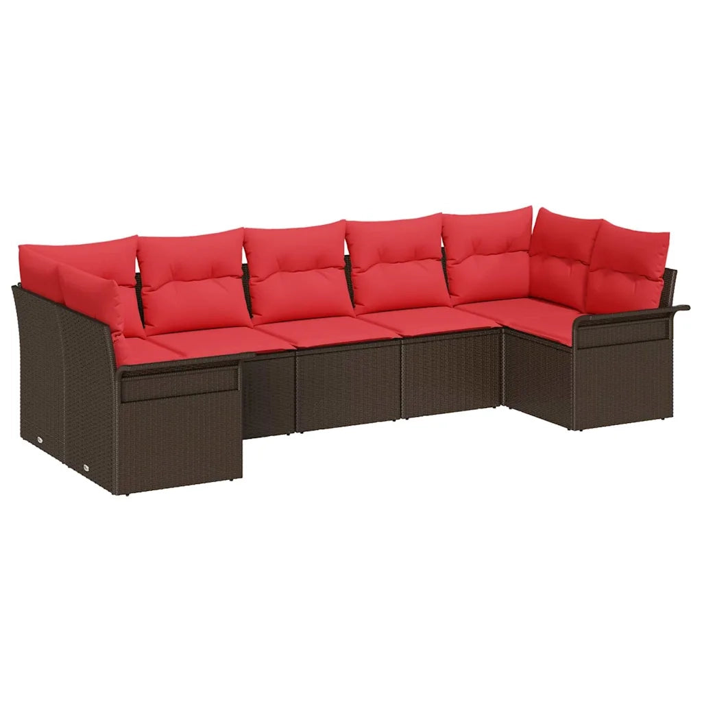 Set Divano da Giardino 7 pcs Marrone Poly Rattan 3354183