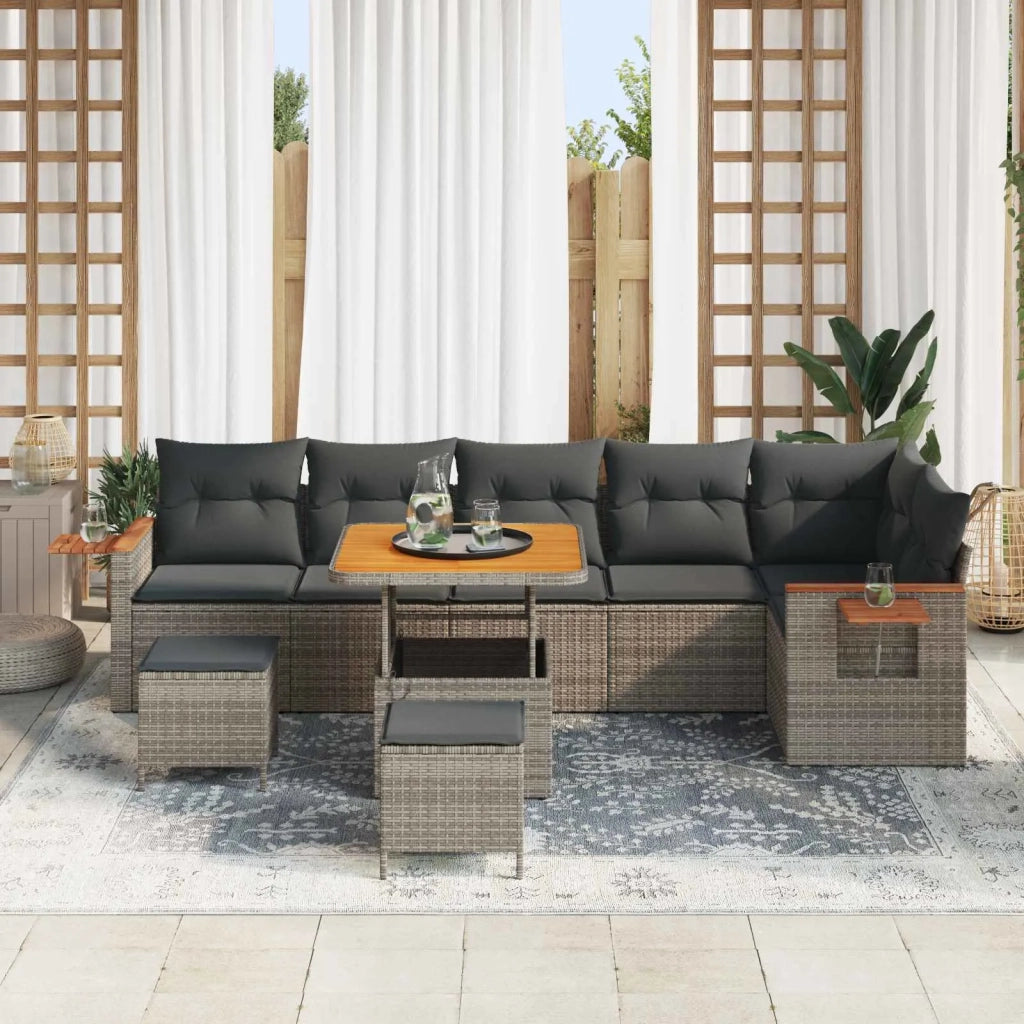 Set Divano da Giardino 9 pcs Grigio polyrattan 3363063