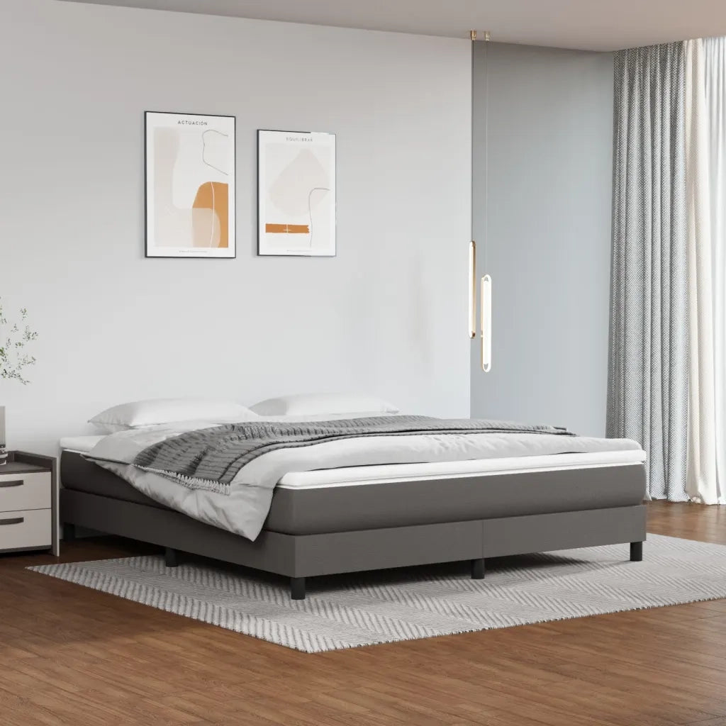 Struttura Letto a Rete a Molle-Giroletto Grigio 160x200 cm in Similpelle 901635