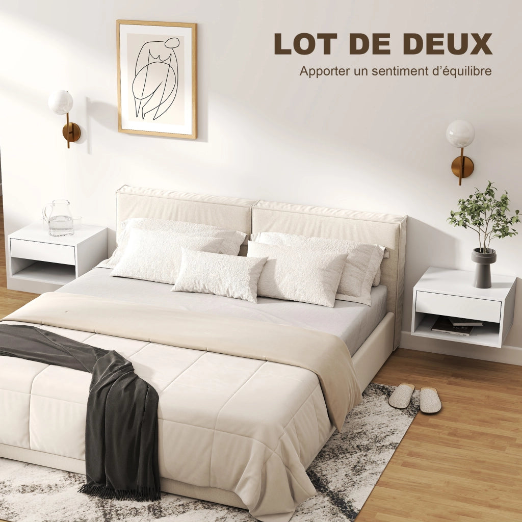 Comodino a muro ¨C zephmum ¨C bianco 37x32x21