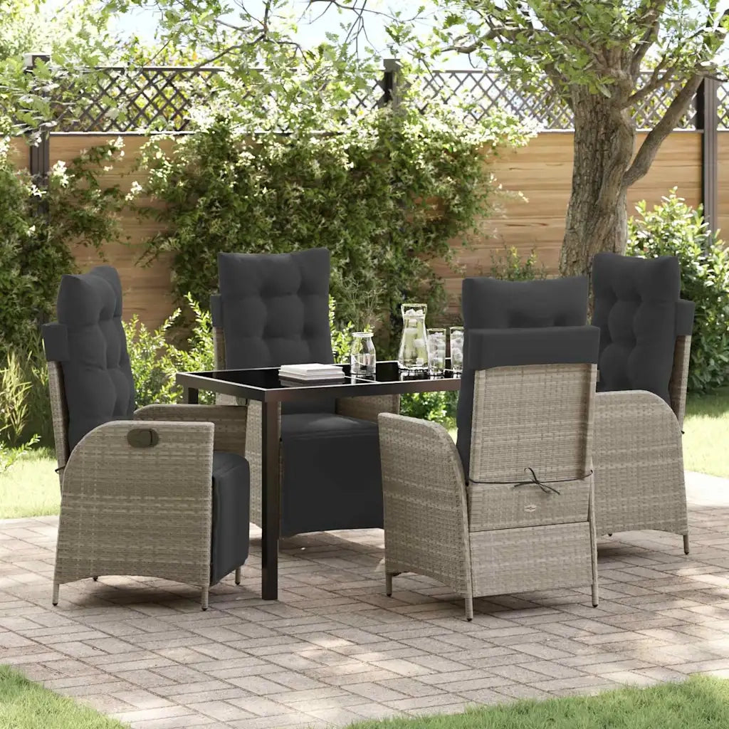 Set da Pranzo per Giardino 5 pcs Grigio chiaro polyrattan 3380570