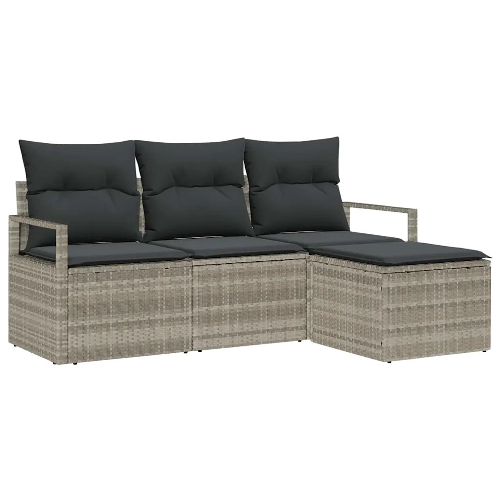 Set di divani 4 pcs Grigio chiaro polyrattan