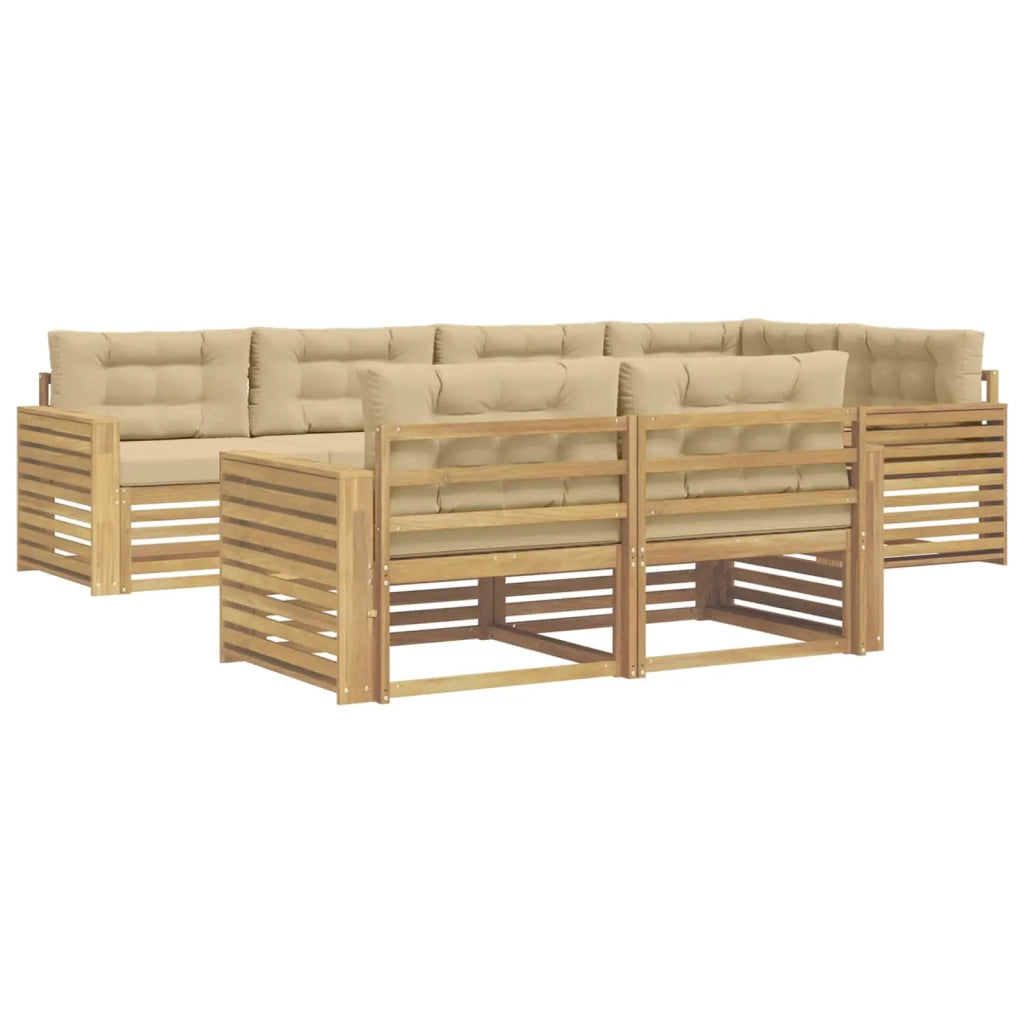 Set di divani da esterno 7 pz Bianco e Beige Poliestere 3390653