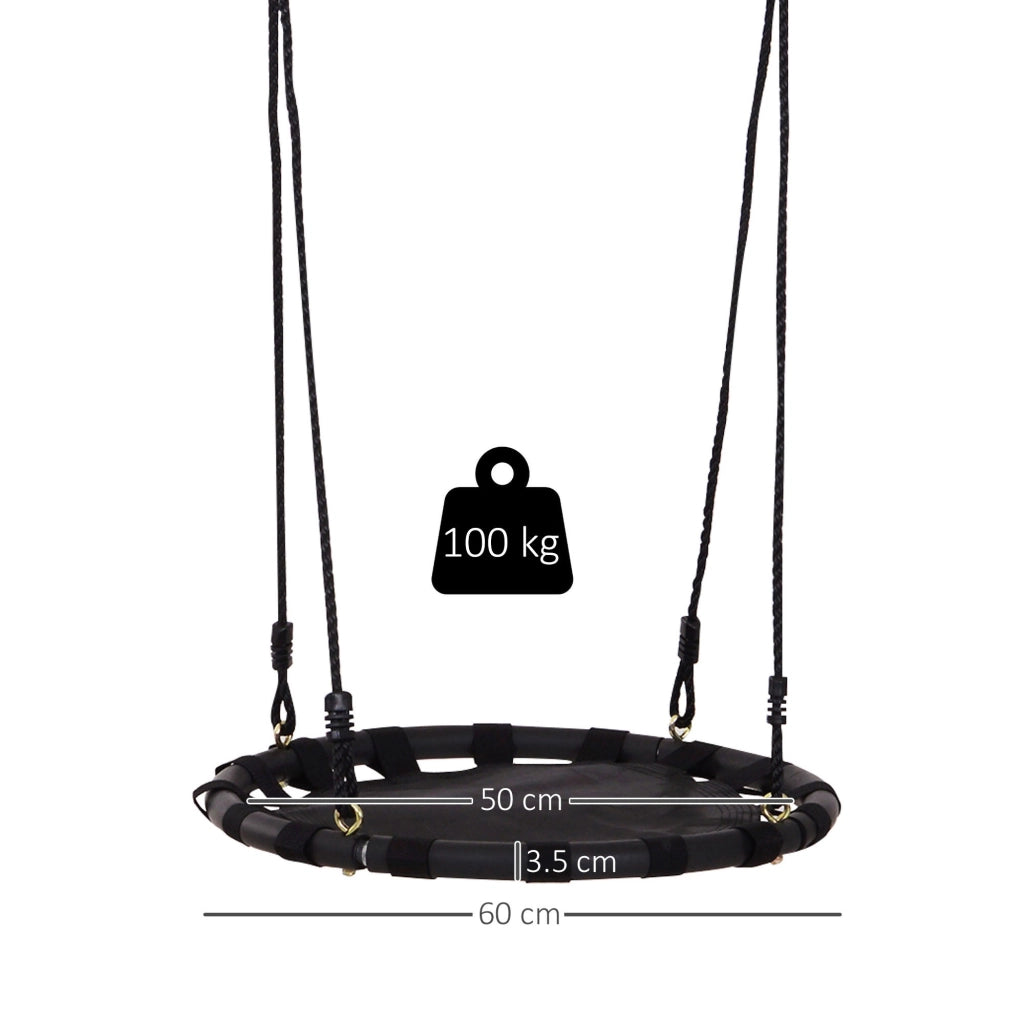 Altalena a Nido da Giardino per Bambini Nero Diametro 60 cm