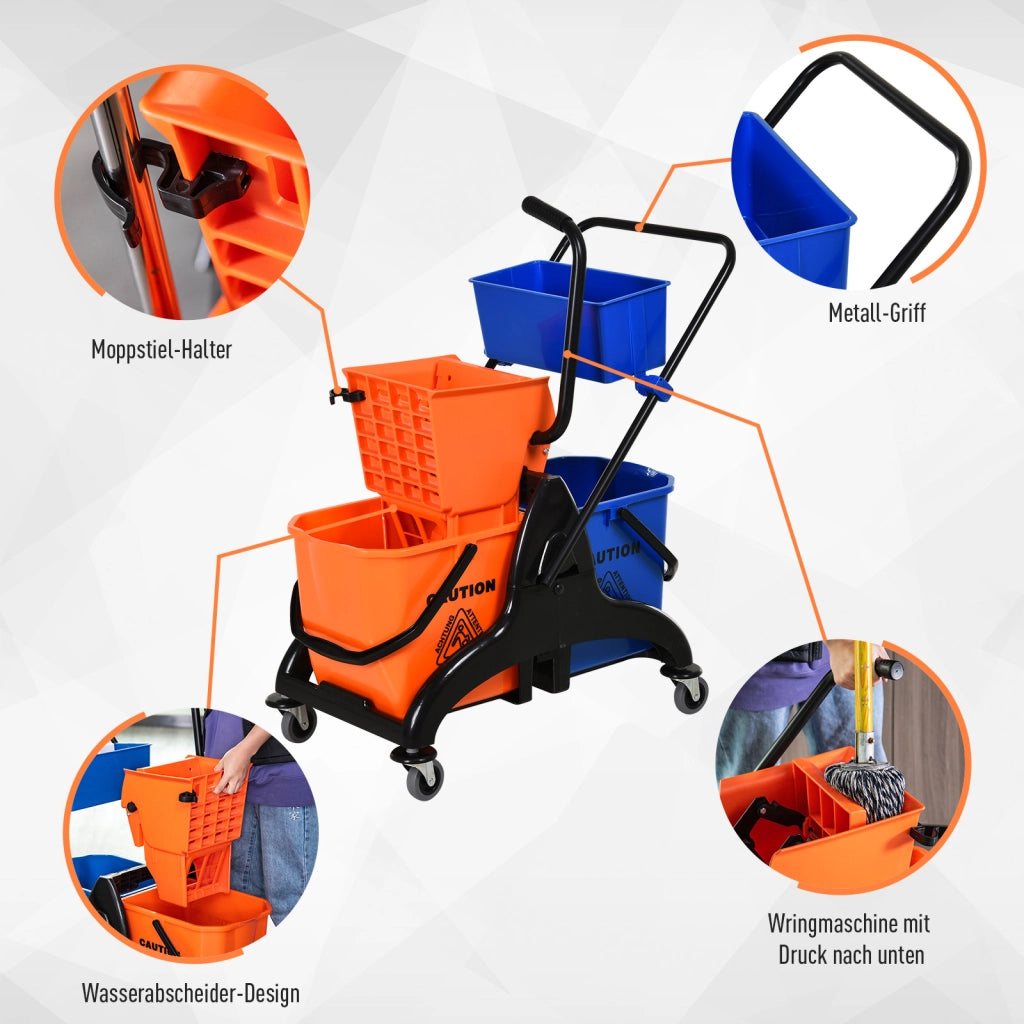 Secchio per lavaggio, rotolabile, 26 litri ¨C Minimal ¨C Arancione, plastica, metallo