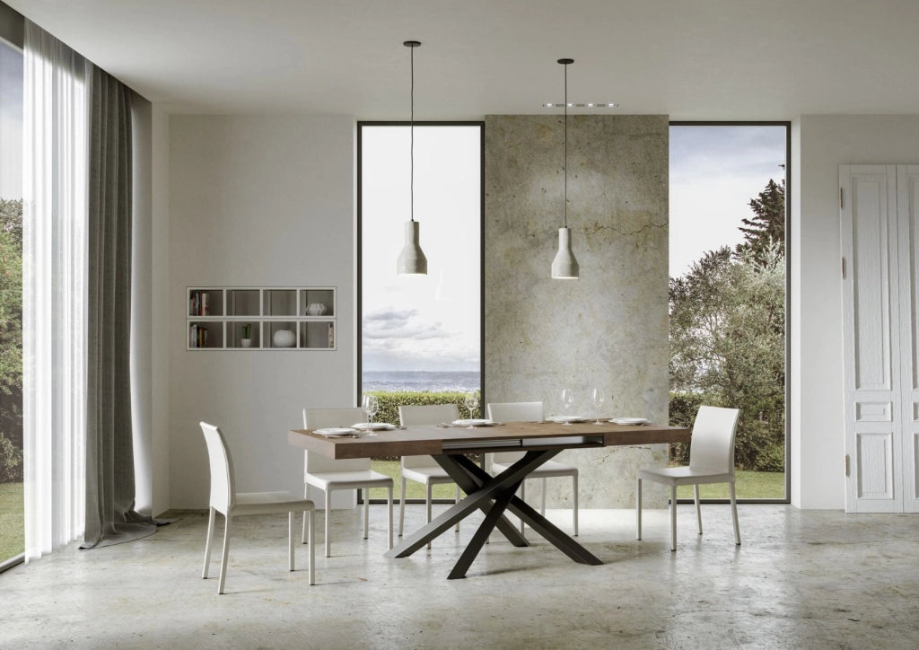 Tavolo allungabile 90x160/264 cm Volta Noce telaio Antracite