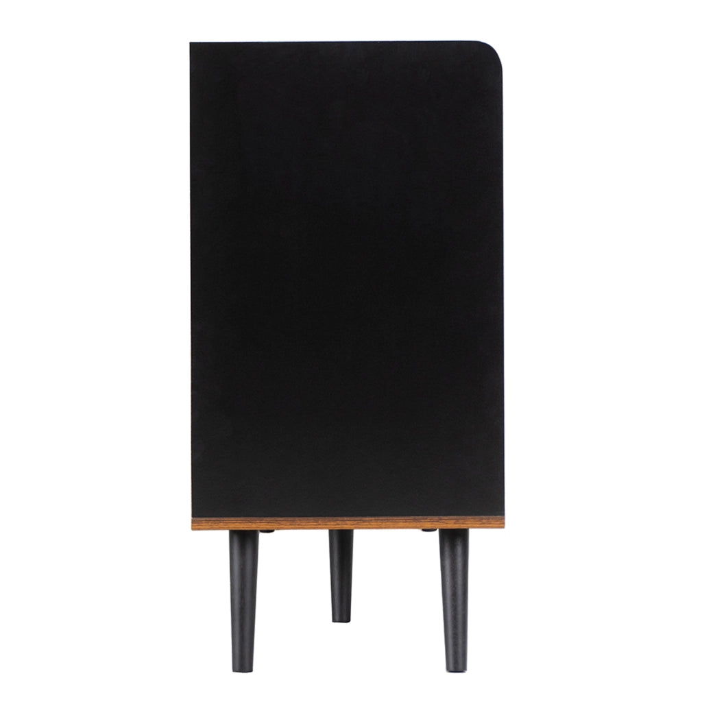 OKWISH Credenza con 2 Ante Scorrevoli e 3 Cassetti, Ripiani Regolabili, per Soggiorno o Ingresso, Nero 117,5×40×80 cm