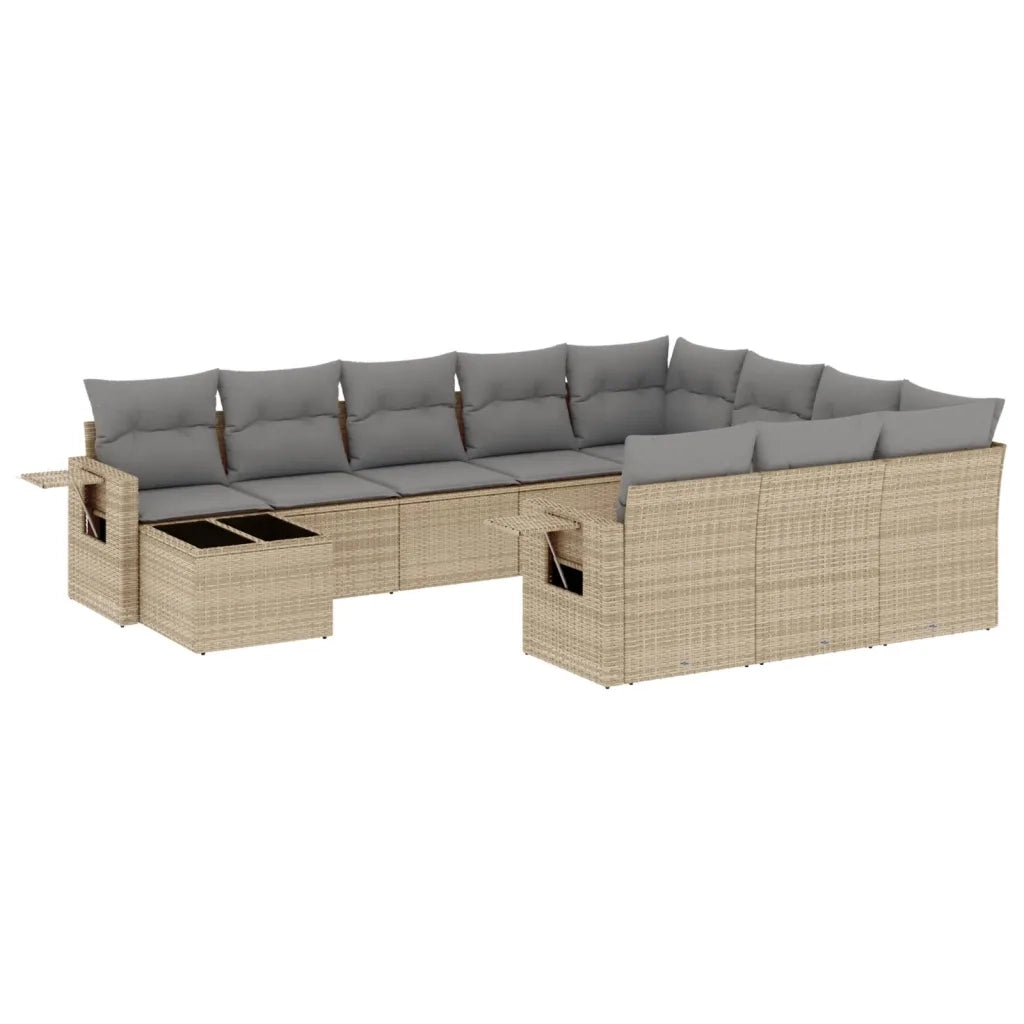 Set Divani da Giardino 11 pz con Cuscini Beige in Polyrattan 3220728