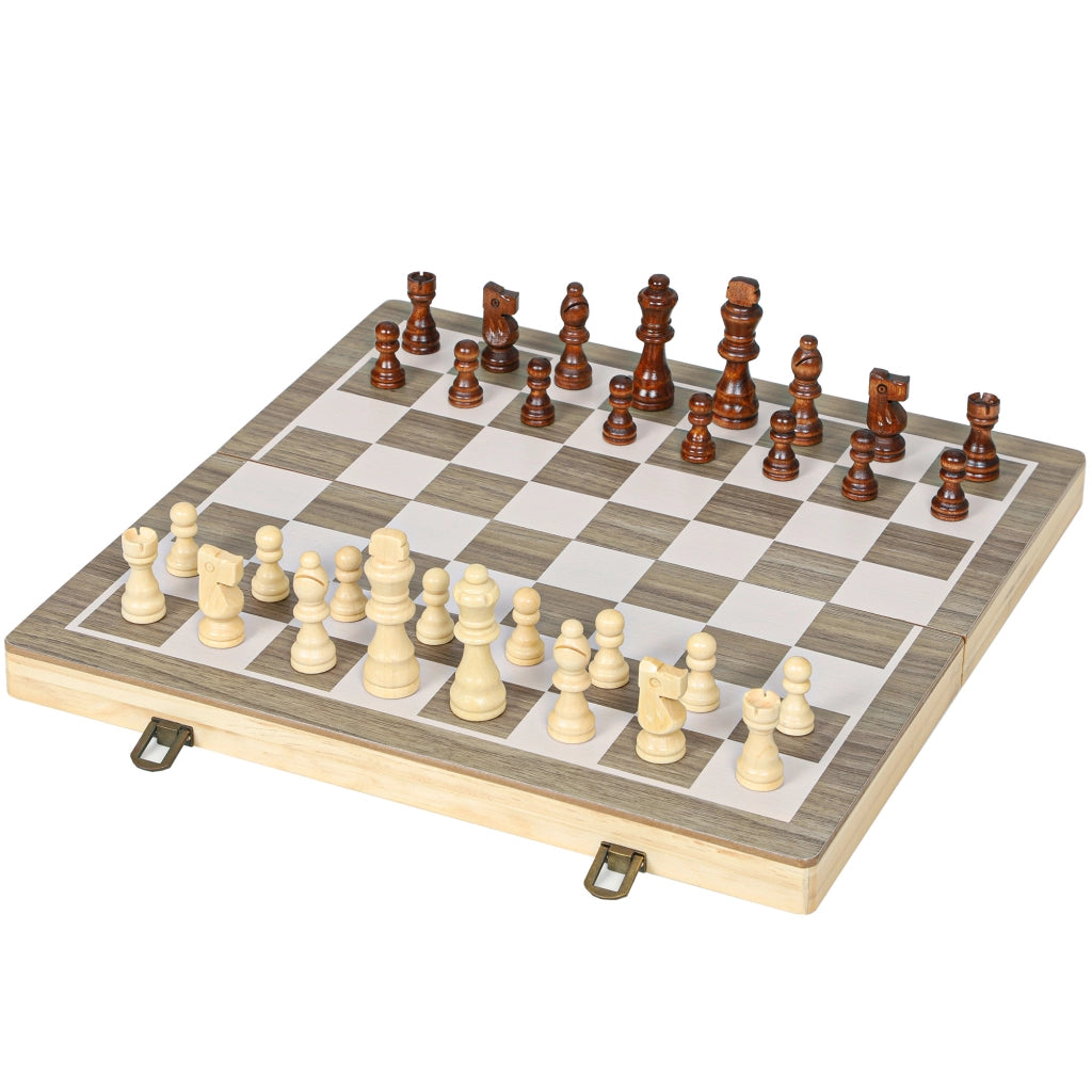 Tavolo da gioco scacchi e dama 2 in 1 ¨C zephmum ¨C legno noce pieghevole