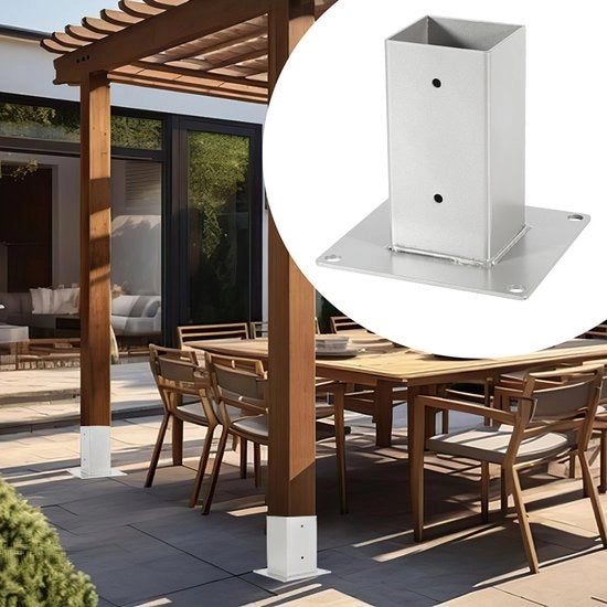 Supporto per palo da fissare con viti 70 × 70 mm, set di 8, accessorio per palo, fissaggio con viti, altezza 150 mm