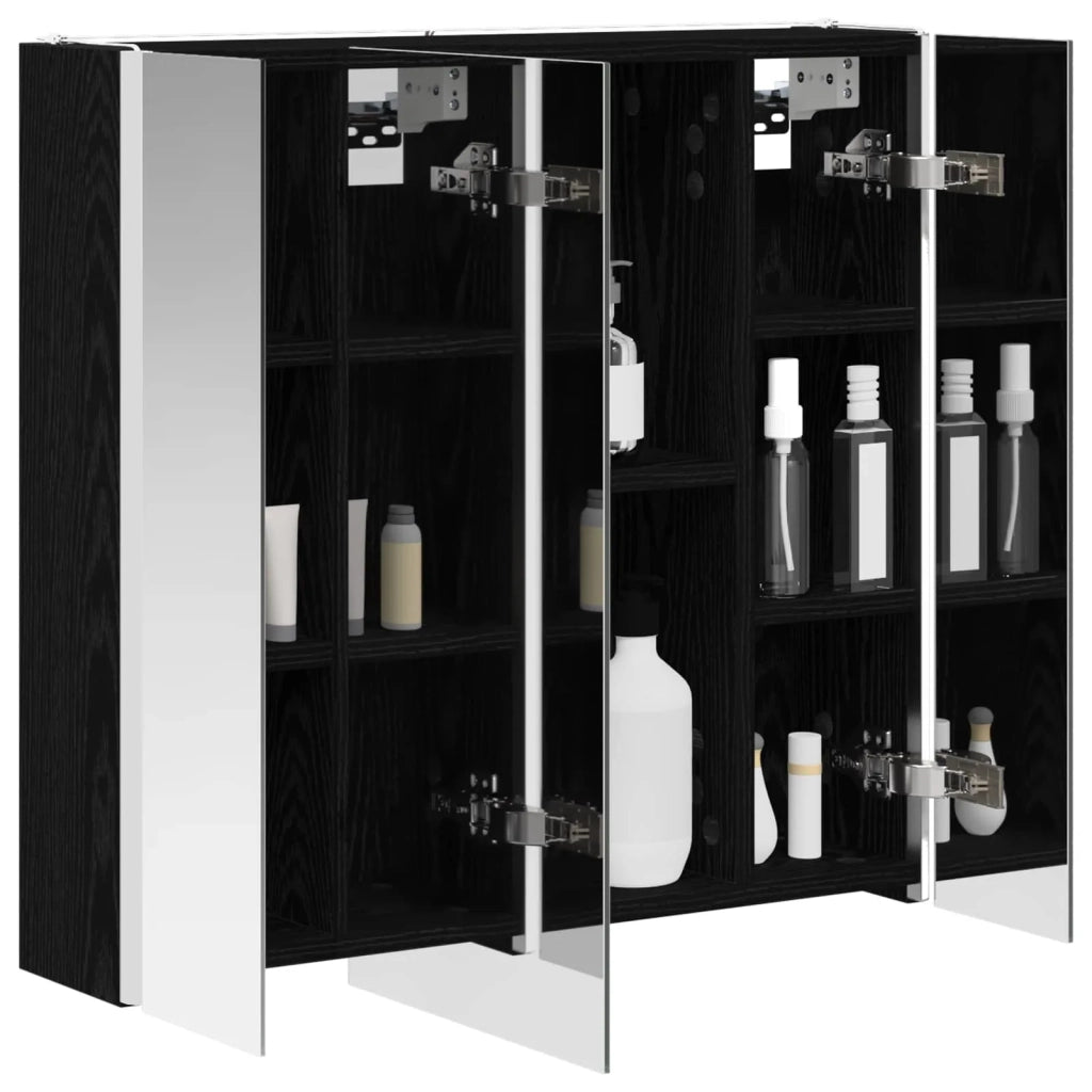 Mobiletto per specchio da bagno Rovere Nero 889248