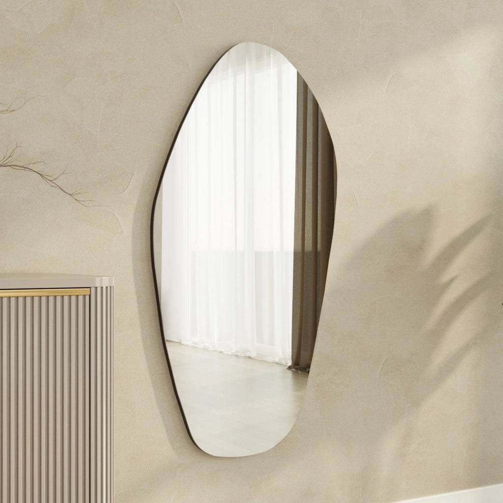 Bultei, Specchio Forma Ovale, 60x120h cm Nero