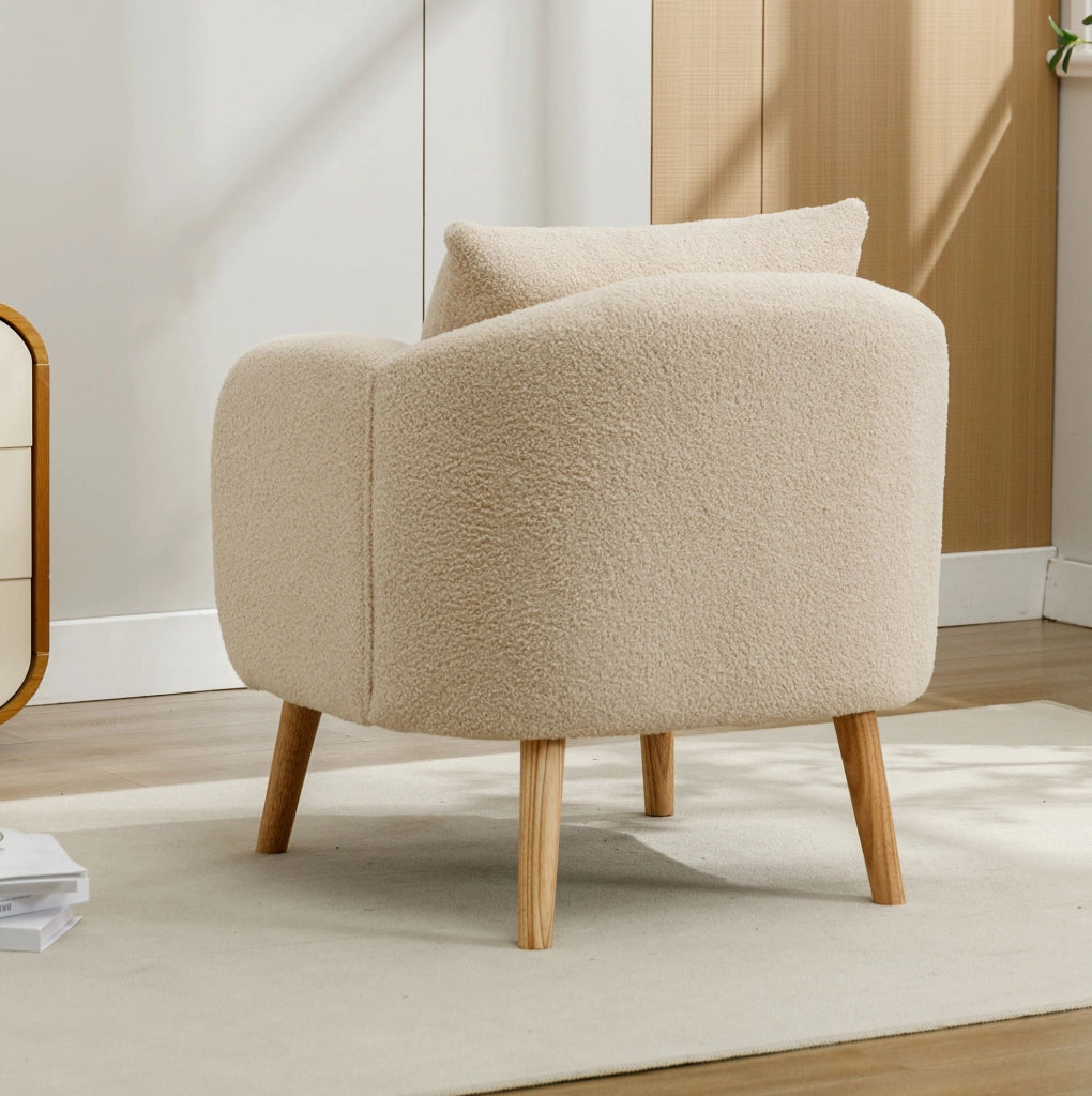 Poltrona singola in Teddy con cuscino; 71x72x71 cm; beige