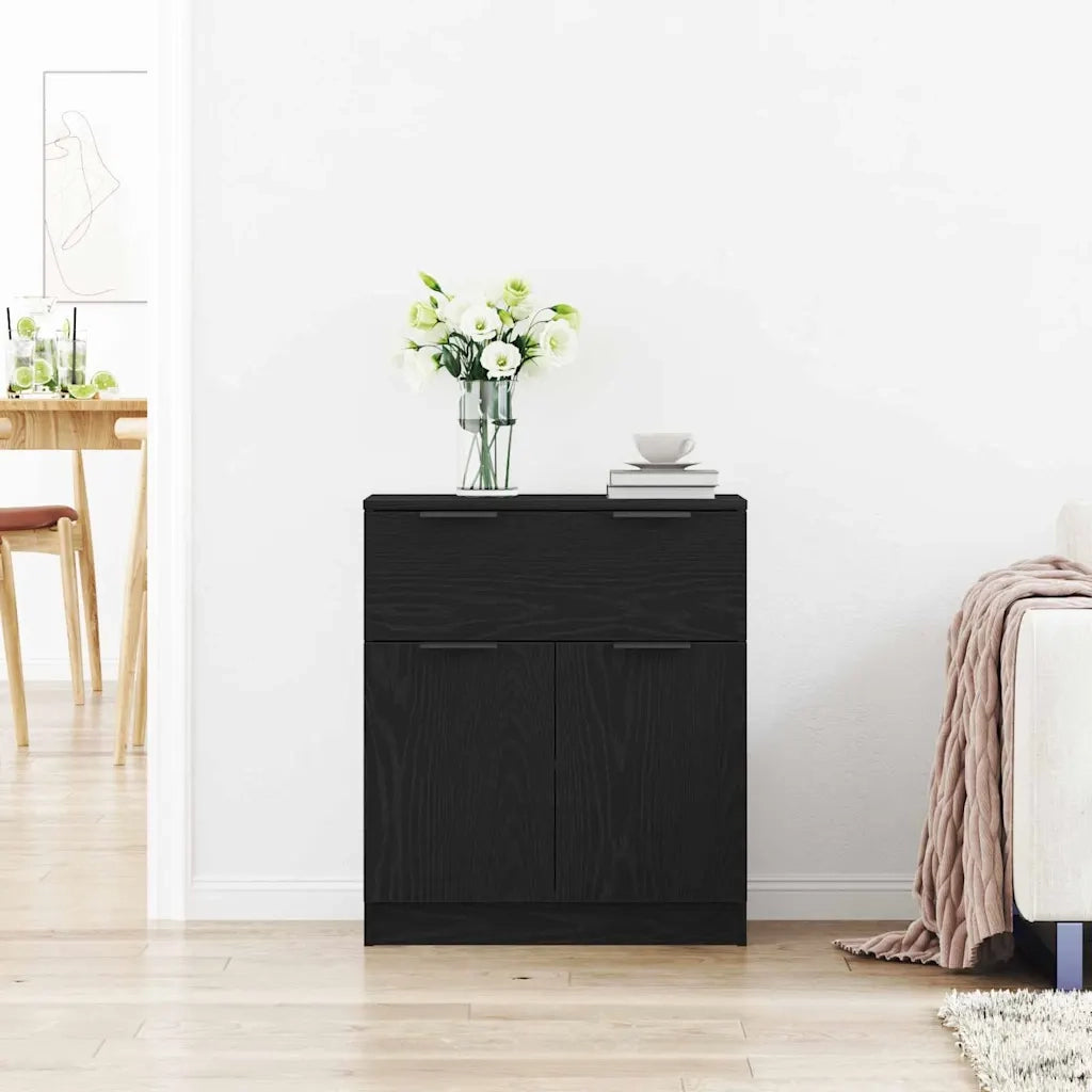 Credenza Rovere Nero 60 x 30 x 70 cm Legno multistrato 862738