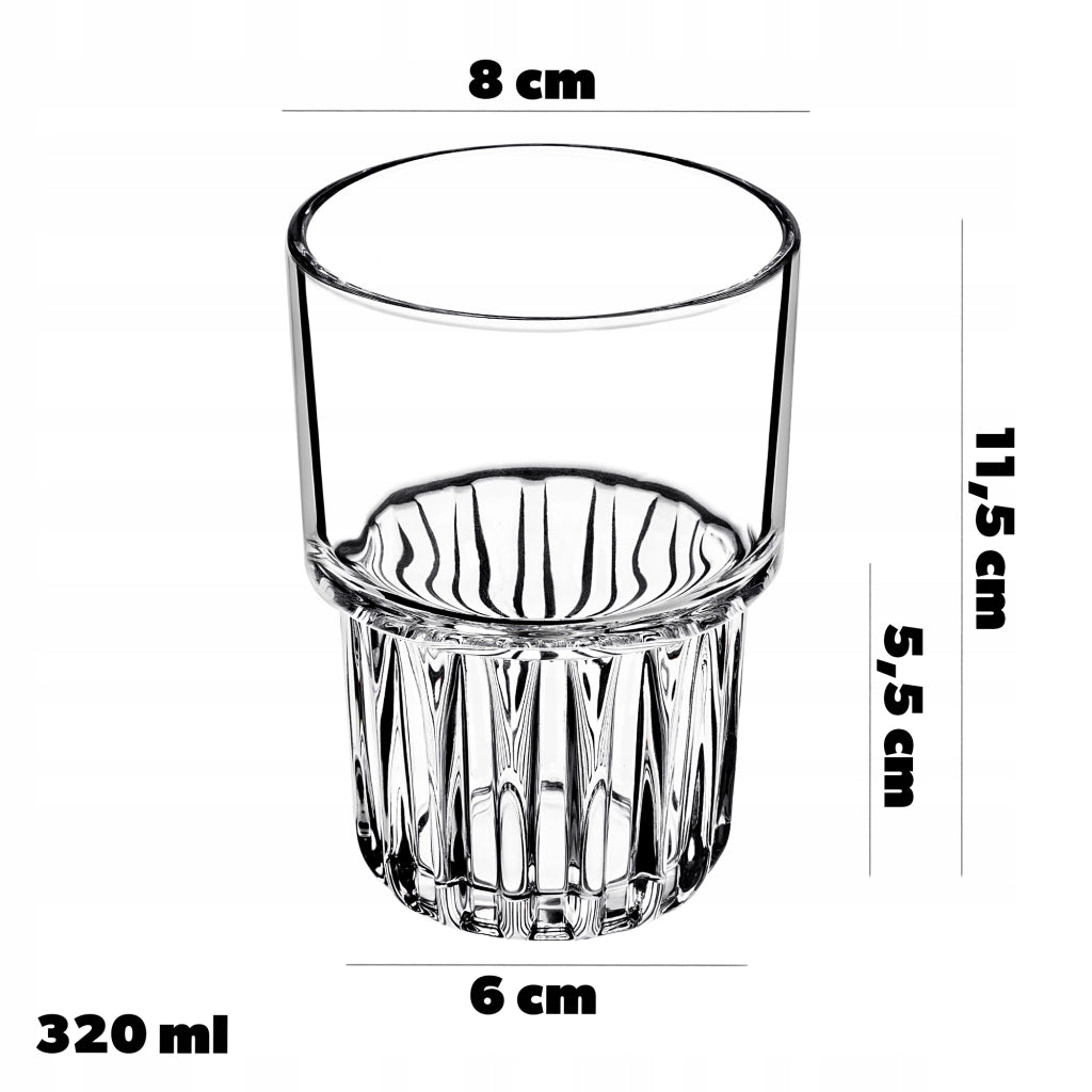 Set di 4 bicchieri KADAX per bevande fredde da 320 ml, con superficie a coste.