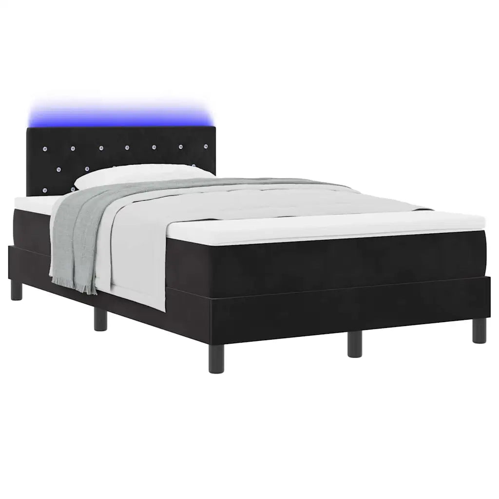 Letto a Sorgente LED con materasso Nero 120 x 200 cm Velluto 3342580