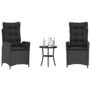 Set da Bistrò 3 pz con Cuscini Nero in Polyrattan 365273
