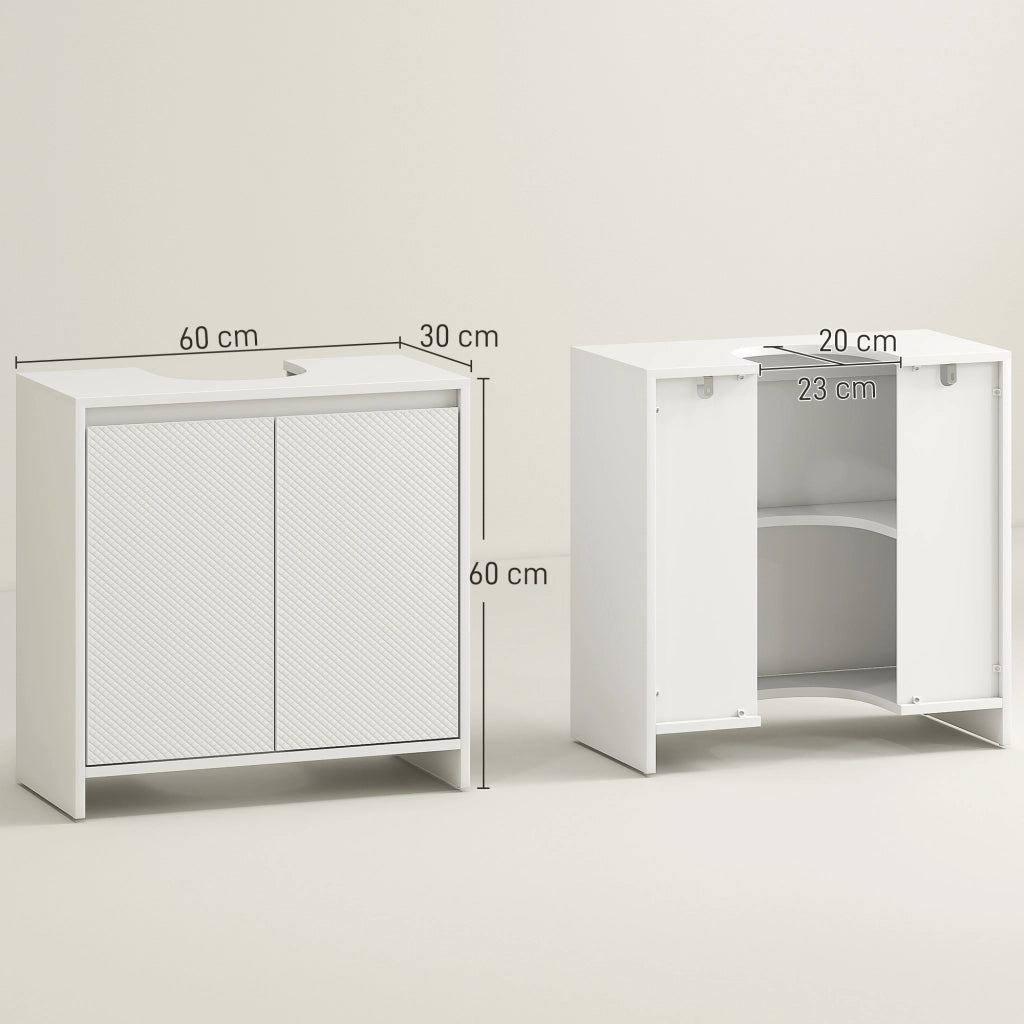 Mobiletto Sottolavabo con Ripiano ¨C Minimal ¨C Bianco 60x30x60 cm