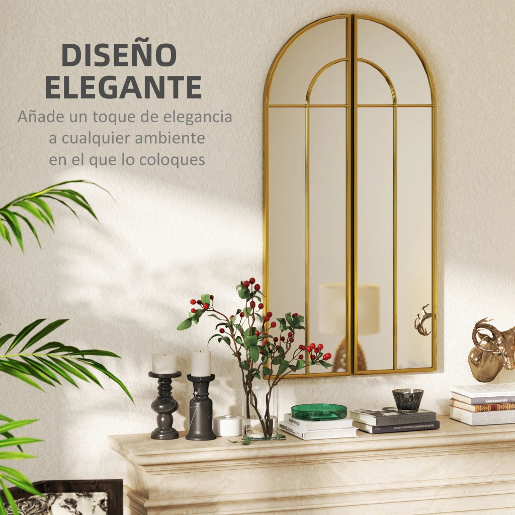 Specchio da Parete Arco Dorato ¨C Xylo ¨C 2 Pezzi 30x120 cm