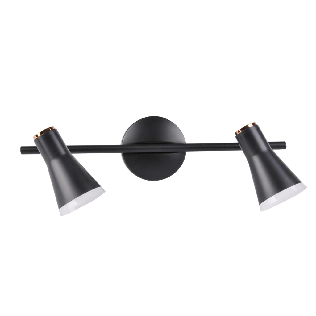 Lampada parete/soffitto LED 2 luci nera 3000K Polux