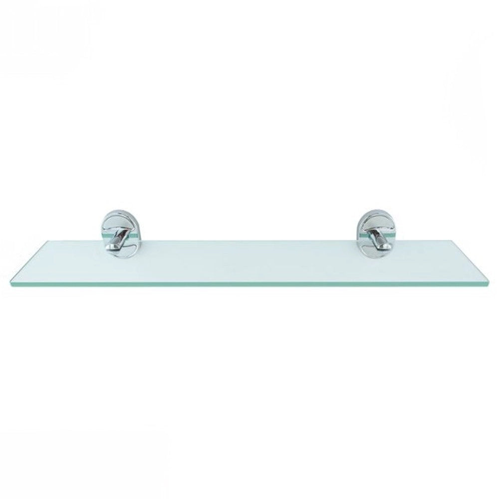Trade Shop - Mensola In Vetro Bagno Con Reggimensola Acciaio Cromato Fissaggio A Parete 52002 -